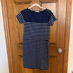 JoJo Maman Bebe Navy and White Striped Dress